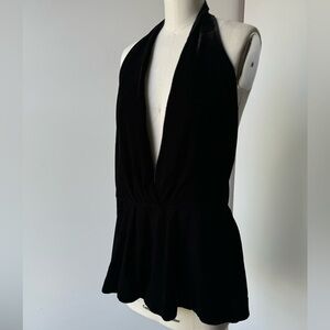 Free People Y2K 💎🎊🎊 velvet peplum halter top  sz L